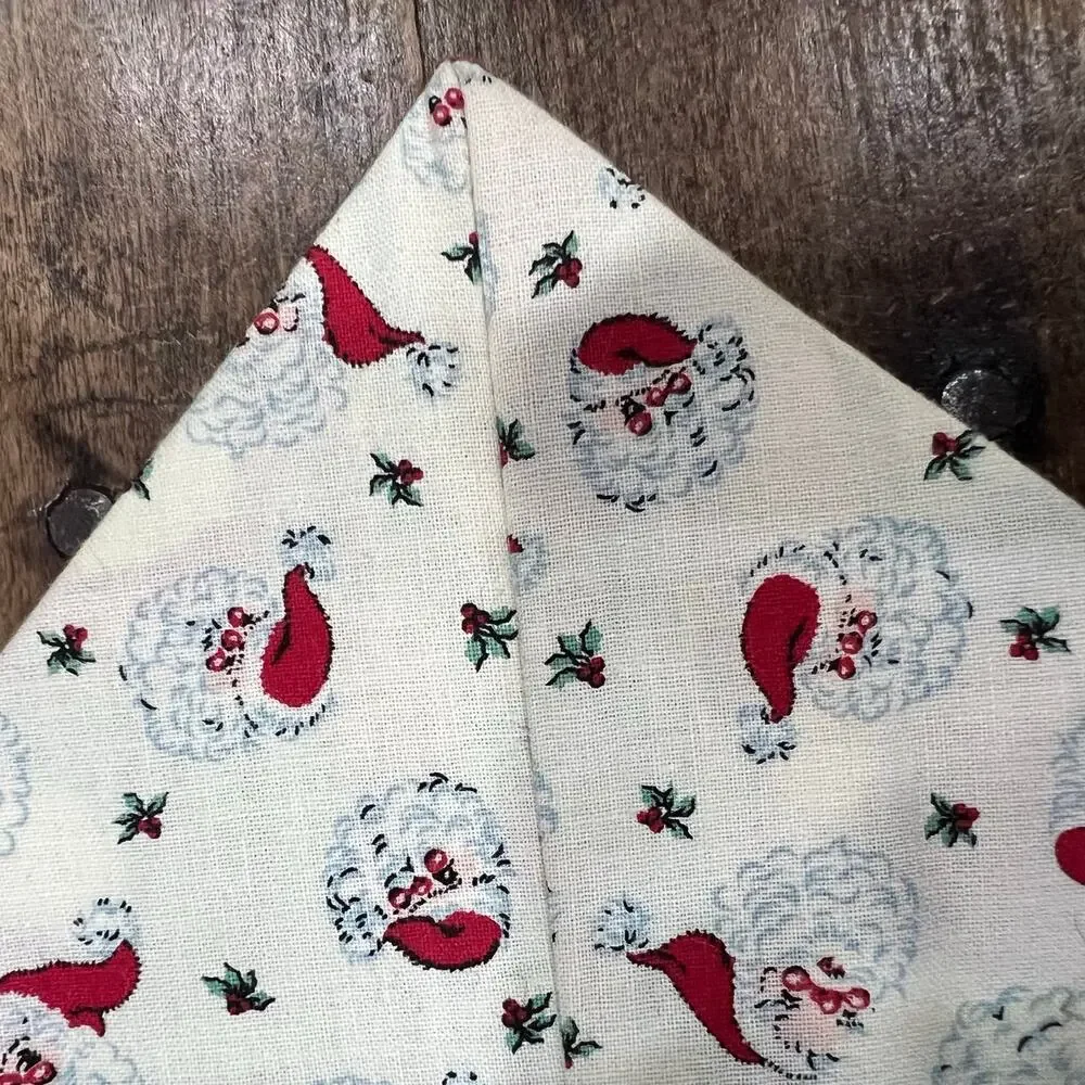 Vintage Handmade Christmas Santa Table Runner 40.5 in